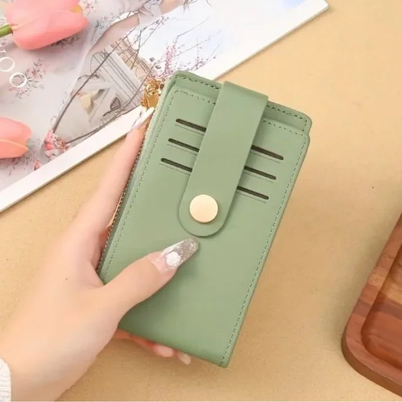 Leather Bifold RFID Blocking Credit Card Holder 1-PU Leather-Green - Picture 4 of 7